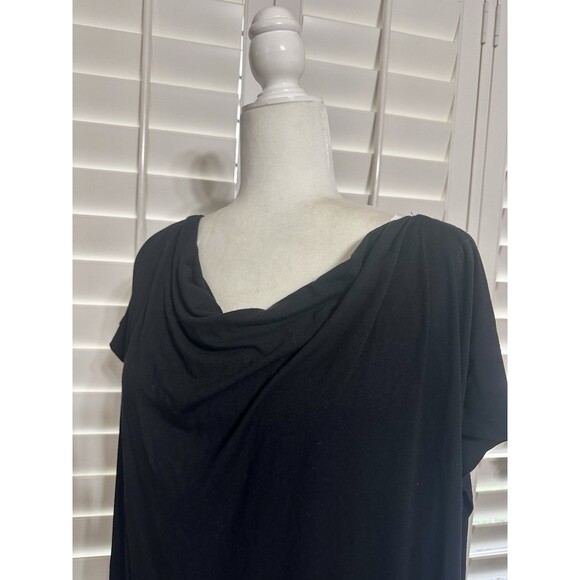 EILEEN FISHER Size L Cowl Neck Short Sleeve Shift Dress Minimalist Closet Staple - Picture 5 of 12